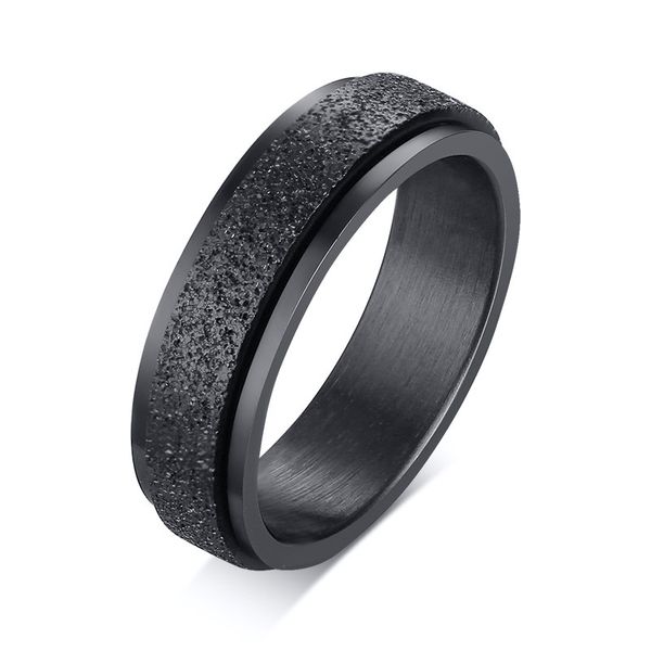 2021 Punk Vintage Schwarz Luxus Edelstahl Matt Hochzeit Verlobungsring für Männer Modeschmuck