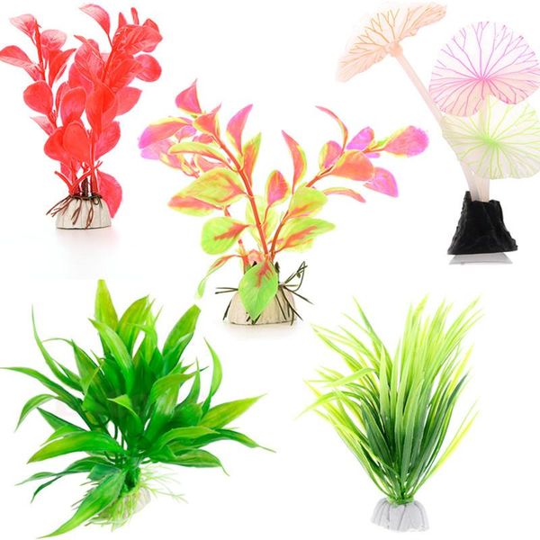 

new beautiful plastic artificial aquarium plants decor submersible aquatic fish tank grass ornament plant aquarium background