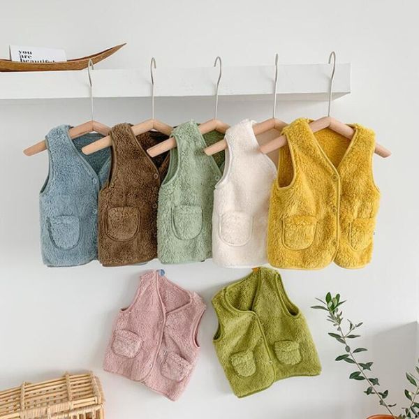 

fashion winter kids baby fleece vest jacket autumn solid color pocket waistcoat girls baby kids sleeveless coats child outerwear, Camo