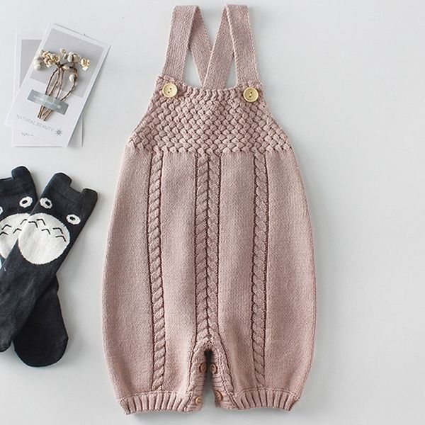 

knitting rompers cute overalls newborn girls boys clothes baby girl boy sleeveless jumpsuit toddler knit romper 210309, Blue