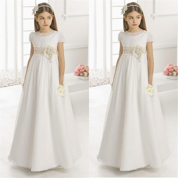 

girl's dresses customized flower girl for wedding white applique lace up back girls pageant party gowns, Red;yellow