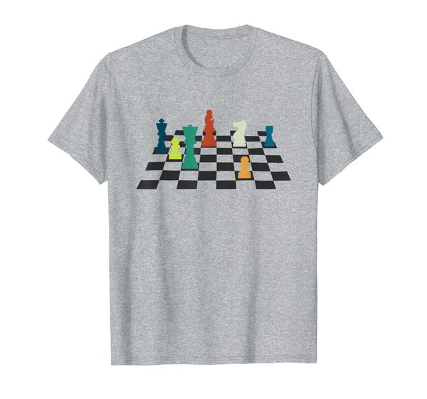 

chess board pieces game strategy match chess player t-shirt, White;black