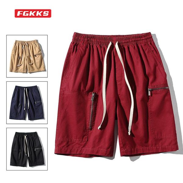 

men's shorts fgkks summer training 2021 cotton casual homme classic brand clothing beach sports male, White;black