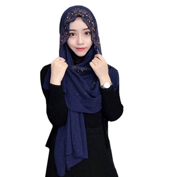 

scarves women lightweight scarf muslim turban hijab cap long wrap shawl, Blue;gray