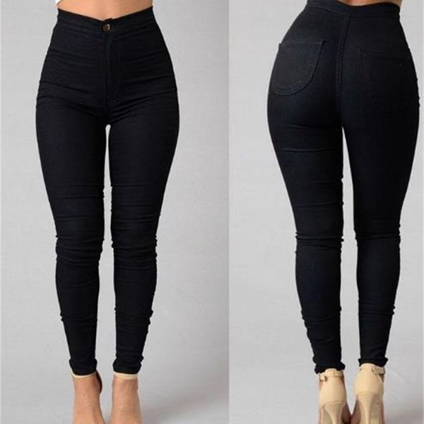 

candy colors skinny womens jeans zipper washed high waist womens trousers female casual pencil pants, Blue