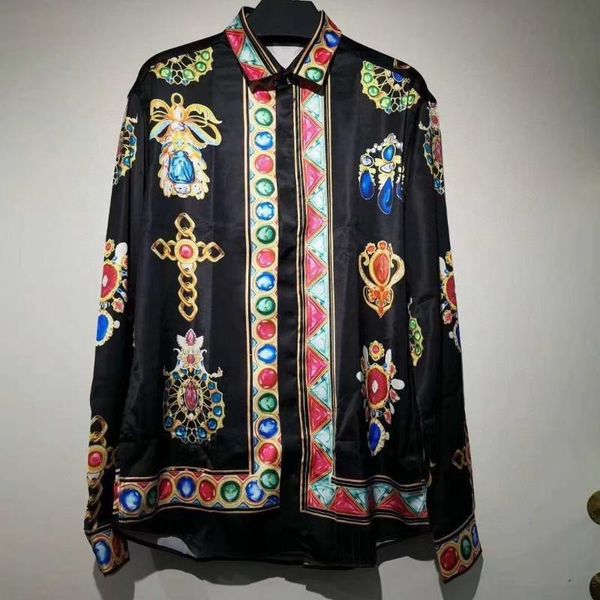 

men's casual shirts qw0325 fashion 2021 runway european design party style clothing, White;black