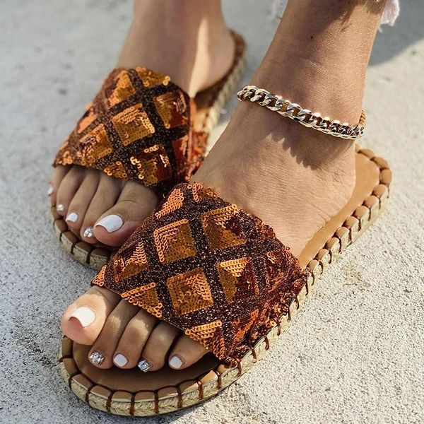 

summer women slippers beach flat sandals open toe bling ladies shoes platform espadrille slides outdoor female flip flops, Black