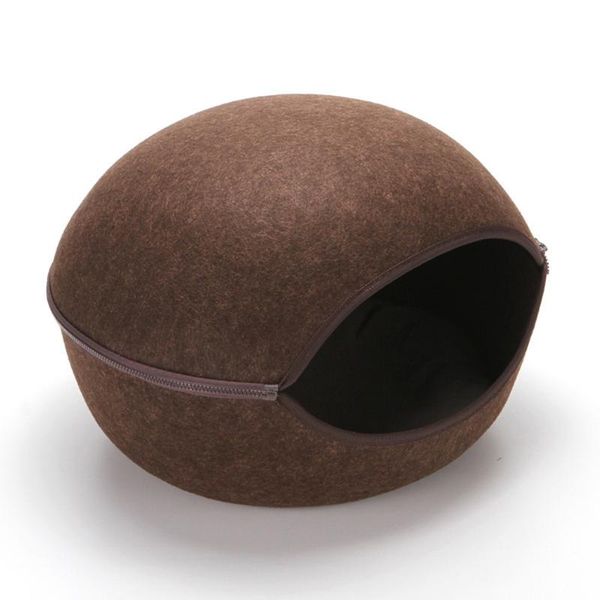 

cat beds & furniture 1 pc egg shape detachable cushion mat sleeping bag dog bed zipper felt cloth all around nest winter warm pet house