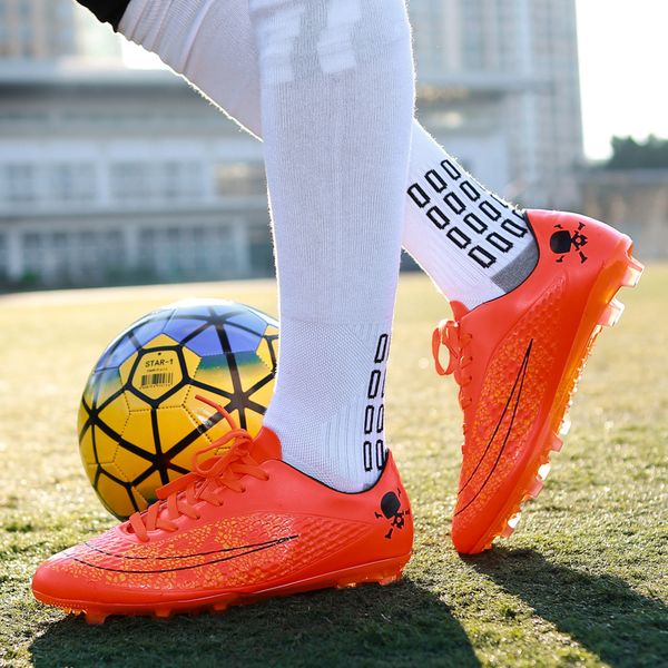 

2019 new soccer shoes long spikes high ankle football boots outdoor for men adults kids athletic training sock cleats 35-44