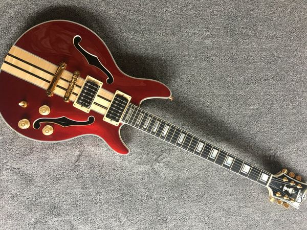 

custom f hollow body jazz electric guitar, neck through body ebony fingerboard real ps