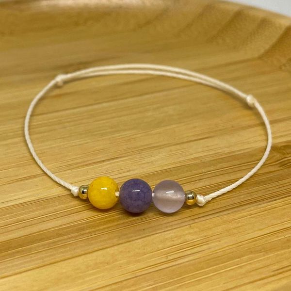 

charm bracelets women purple agate girl handmade adjustable thread crystal beads jewelry natural stones decorations gift to girlfrien, Golden;silver