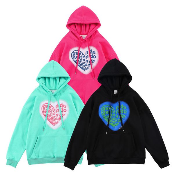 

men's hoodies & sweatshirts and women's hooded sweatshirts with polar lining foam heart pattern, harajuku street clothes, casual w, Black