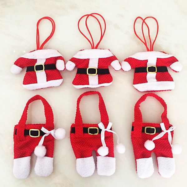 

christmas design cloth cutlery set santa claus small clothes knife and fork bag christmas supplies wholesale