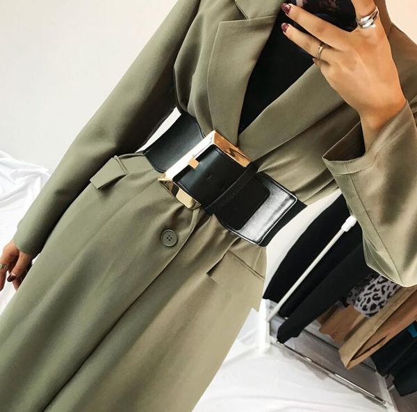 

belts women's runway fashion pu leather cummerbunds female dress corsets waistband decoration wide belt r3106, Black;brown
