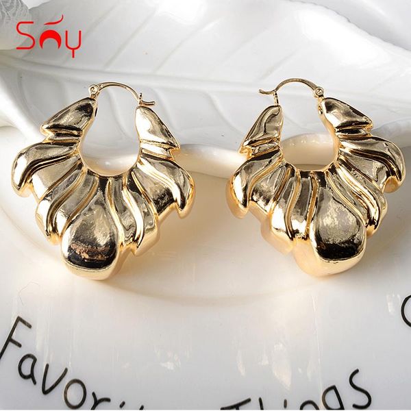 

hoop & huggie sunny jewelry 2021 fashion copper earrings for women hollow large style wedding party gift trendy classic, Golden;silver