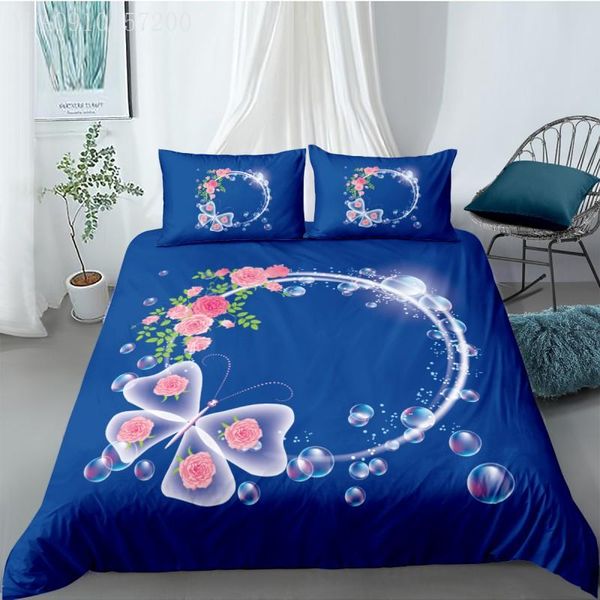 

bedding sets dreamy blue set 2/3 pcs soft microfiber flower butterfly quilt cover children comforter single double