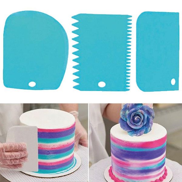 

baking & pastry tools 3pcs cream scraper suit diy kitchen straight arc tooth shape bread cutter plastic cake pasty fondant