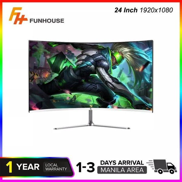 

monitors funhouse 24 inch curved 75hz 1920*1080 monitor mva computer display screen full hdd input 2ms respons /vga