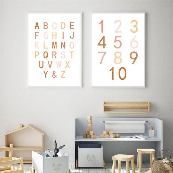 

paintings abc alphabet art canvas print number nursery children education wall poster nordic pictures kids room decor