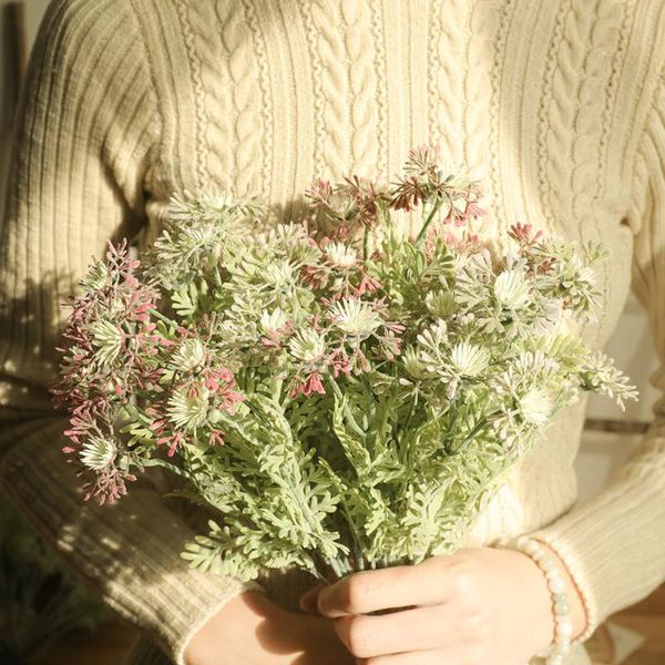

decorative flowers & wreaths artificial wild chrysanthemum bouquet wedding bride holding mall home party diy pography vase fake plant interi