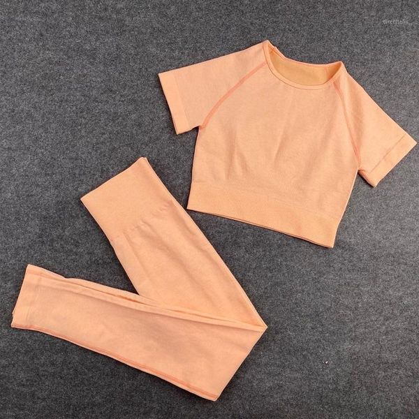 

yoga outfit seamless sport set women 2pcs workout sportswear gym clothing fitness crop high waist leggings training suit1