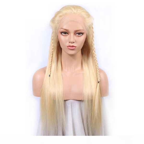 

360 full lace human hair wigs #613 150% density full lace wigs with hairline straight brazilian remy hair wigs with baby hair, Black;brown