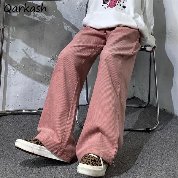

women's pants & capris corduroy women spring baggy wide leg college streetwear harajuku simple leisure stylish soft all-match ladies, Black;white
