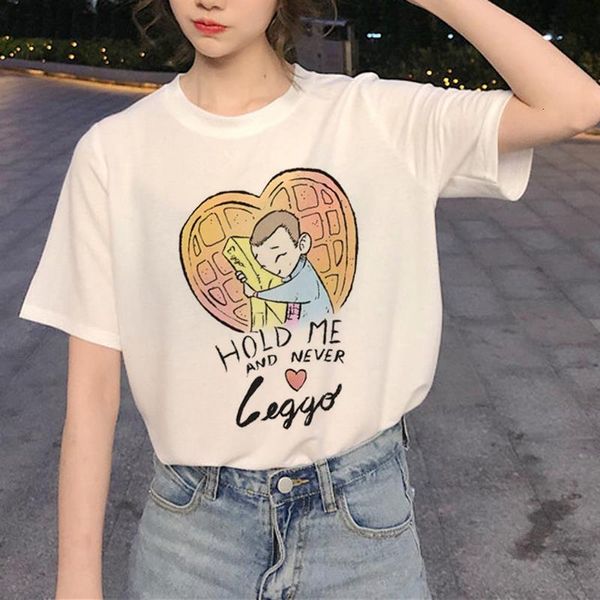 

stranger things cartoon t shirt women harajuku new tshirt funny 90s female graphic t-shirt ullzang upside down tees cartoon, White