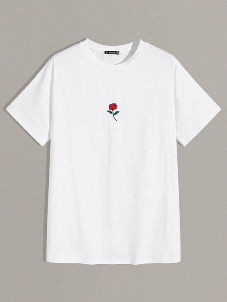 

men embroidered rose tee v8zd#, White;black