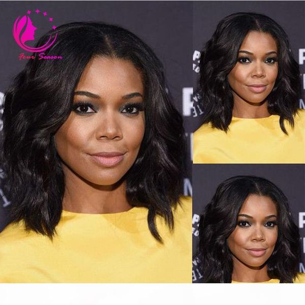 

glueless virgin brazilian wavy short cut human hair lace front wigs full lace wigs for black women bob style wig ing, Black;brown