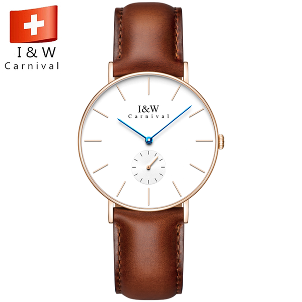 

wristwatches carnival rose gold watch women fashion waterproof ultra thin quartz ladies clock 2021 relogio feminino, Slivery;brown