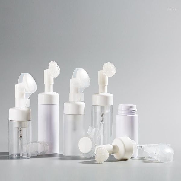 

storage bottles & jars 100/120/150/200ml travel portable cosmetic sub-bottling bottle pressing silicone foam brush head facial cleanser