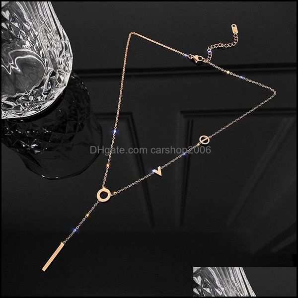 

chains necklaces & pendants jewelrychains fashion love letter fine chain temperament titanium steel for men women rose gold color choker nec, Silver