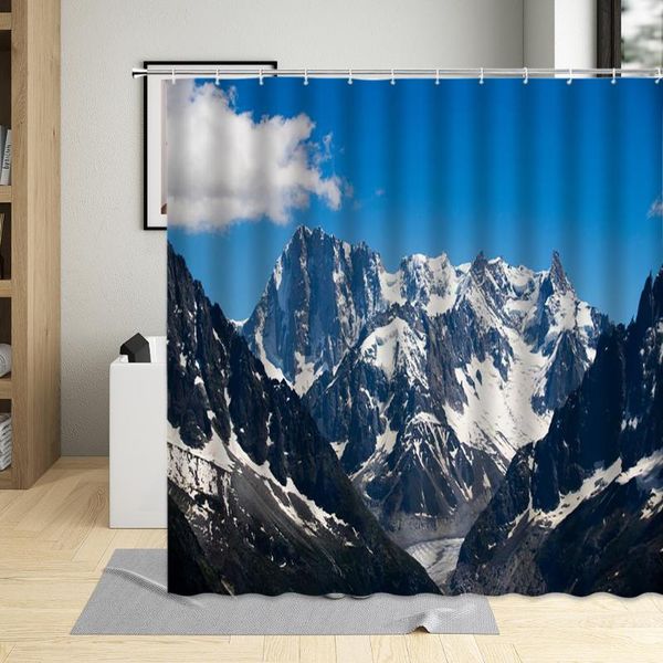 

shower curtains winter snow mountain snowfield forest natural scenery bathroom home decor polyester cloth hanging curtain sets