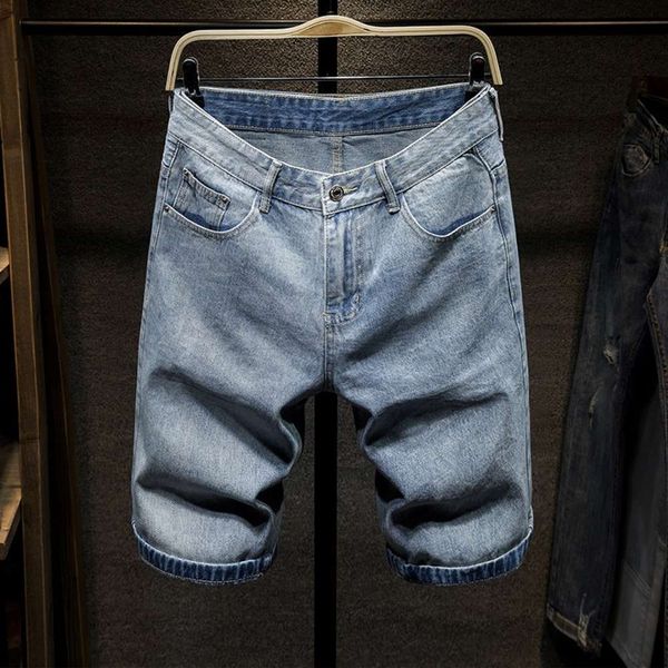 

men's jeans shorts summer thin fashion brand casual pants wear loose and versatile straight capriswinter, Blue