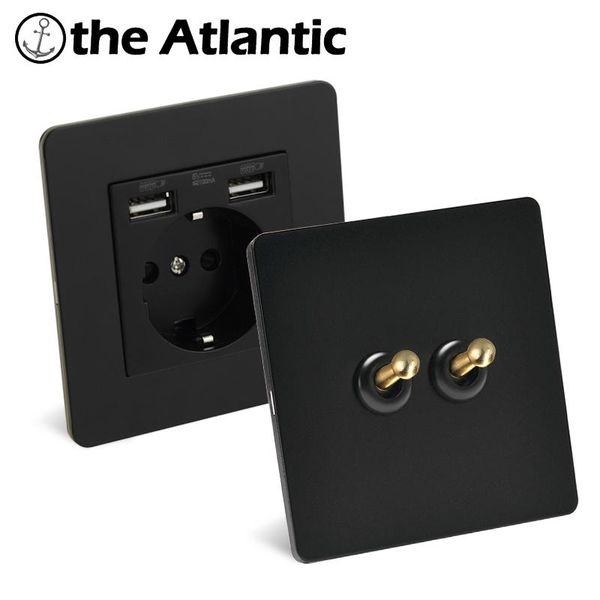 

smart home control vintage toggle light switch gold lever retro power electrical socket with usb switches outlet wall plug black metal