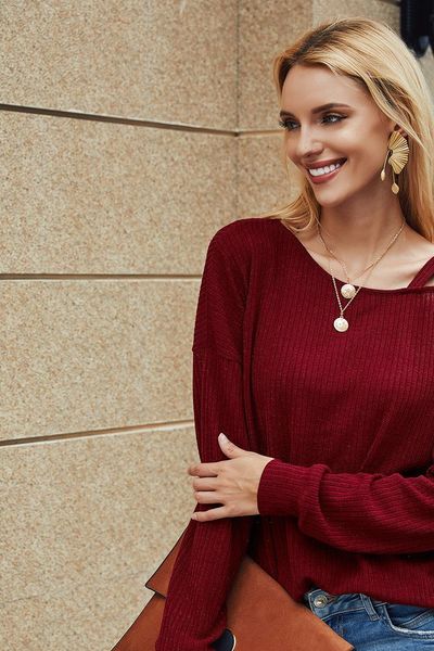 

off shoulder long sleeve hollow out women clothes 2021 fashion new high street tees female casual loose t shirts, White