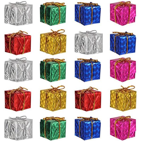 

jewelry pouches, bags 12/24pcs mini christmas gift box hanging decorations favour santa claus tree pendant ornaments year decoration, Pink;blue