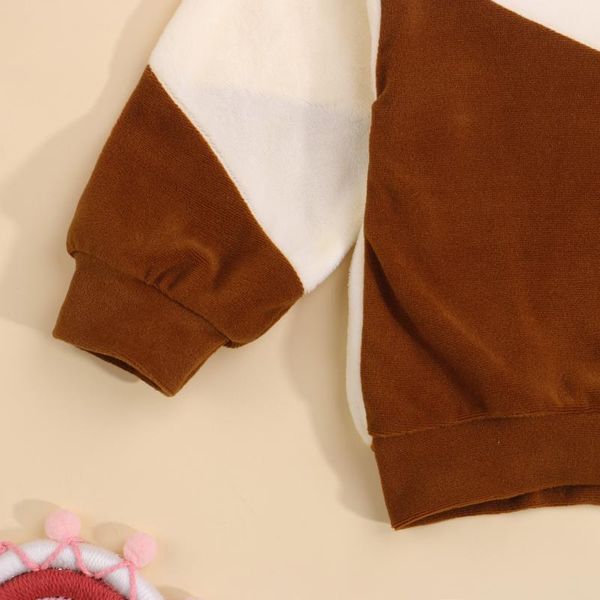 

hoodies & sweatshirts toddler baby color block pullovers winter warm long sleeve crew neck plush 2-7 years children's clothing, Black