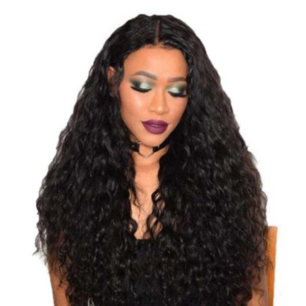 

wig corn perm ffy long curly hair medium length wig head cover, Black
