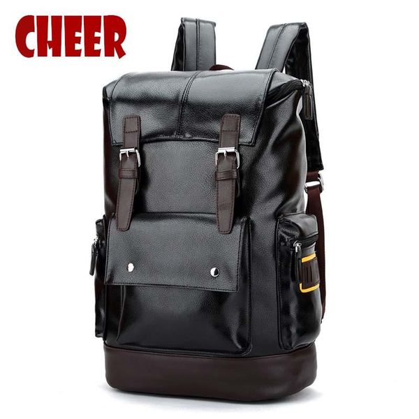 

backpack pu leather shoulder bag school computer travel men women waterproof luxury backpacks
