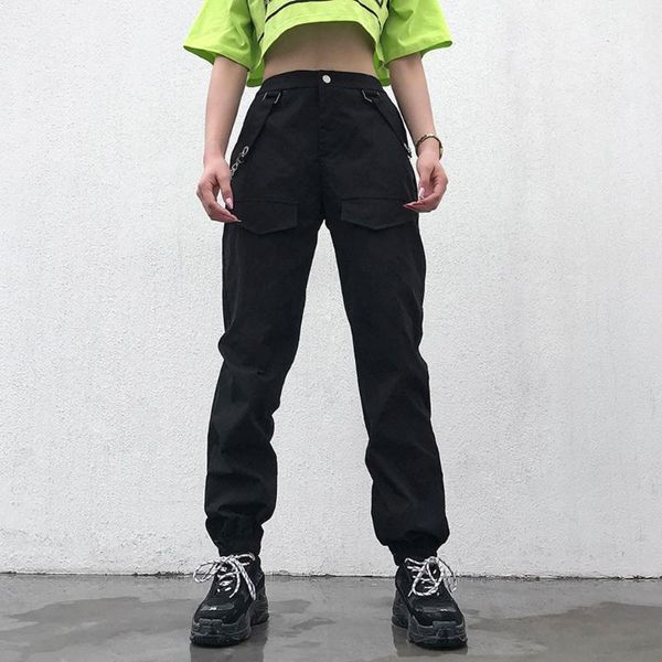 

women's pants & capris cargo women streetwear pockets paneled casual hip-hop harem stitching trousers pantalon mujer moda 2021#y2, Black;white