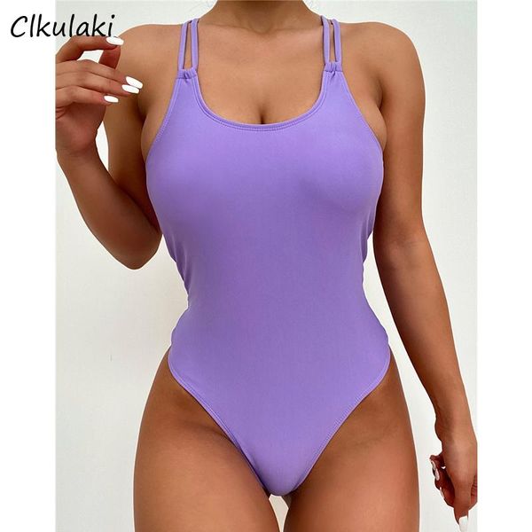 

one-piece suits cross back one piece swimsuit women's solid high cut swimwear 2021 summer female monokini beach wear swimming bathing