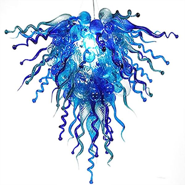 

chandeliers modern glass art led lighting hand blown chandelier blue color high hanging light fixture el room decortion