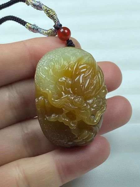 

natural a xinjiang hetian jade handcarved unique dragon jade pendant jade necklace pendants jewelry necklaces for men, Silver
