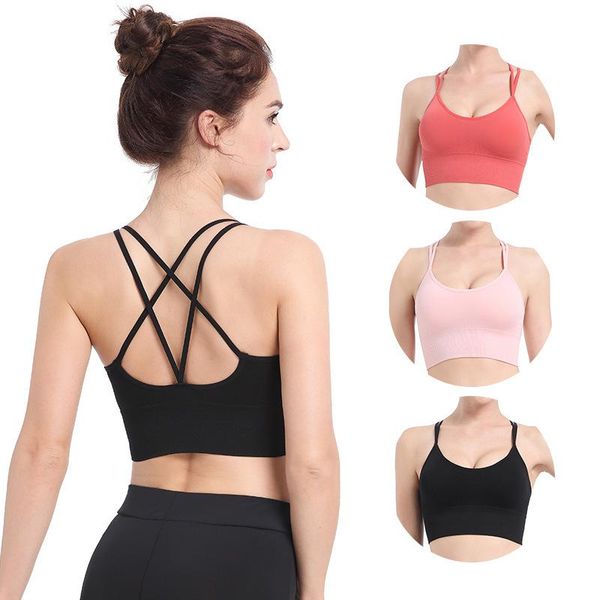 

breathable sports bra anti-sweat fitness seamless yoga bra shockproof crop women push up sport gym workout, White;black