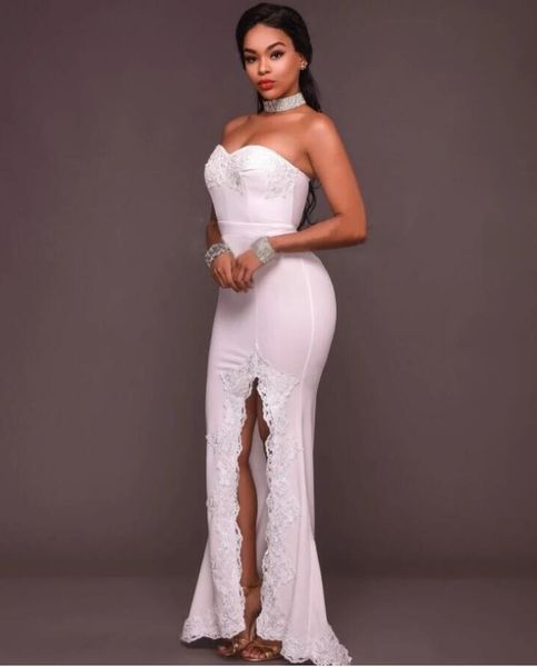 

sweetheart aso ebi prom dresses with lace applique side split long maid of honor dress zipper back bride party evening vestidos, Black