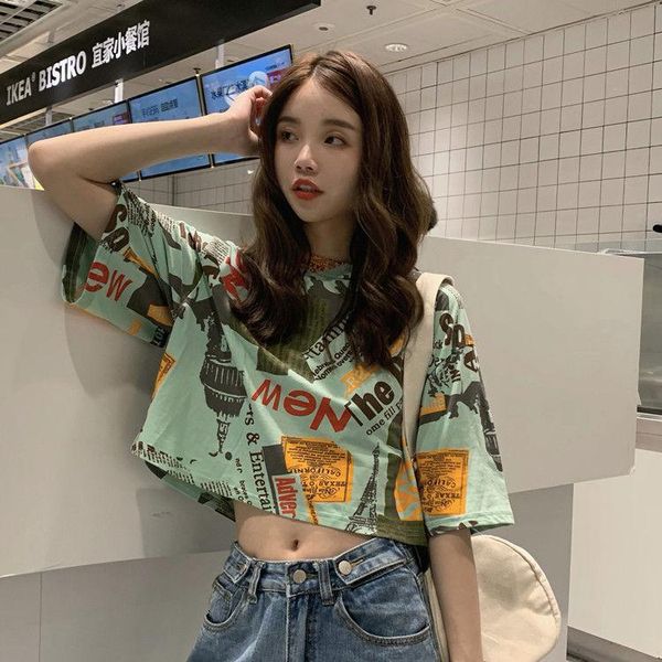 

women's t-shirt summer ins harajuku style short sleeve for female students, White