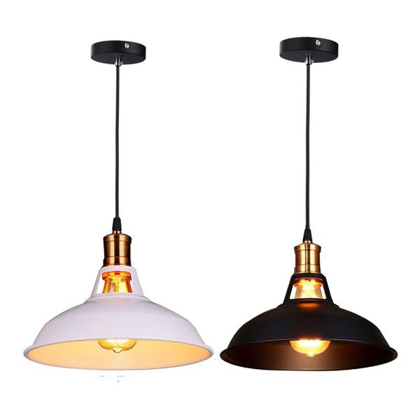 

new-retro industrial simplicity chandelier vintage ceiling lamp with metal shiny nordic style shade (black)