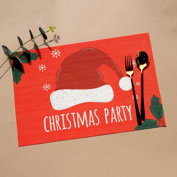

red christmas meal mat teslin thermal insulation l tableware printed pvc advertising